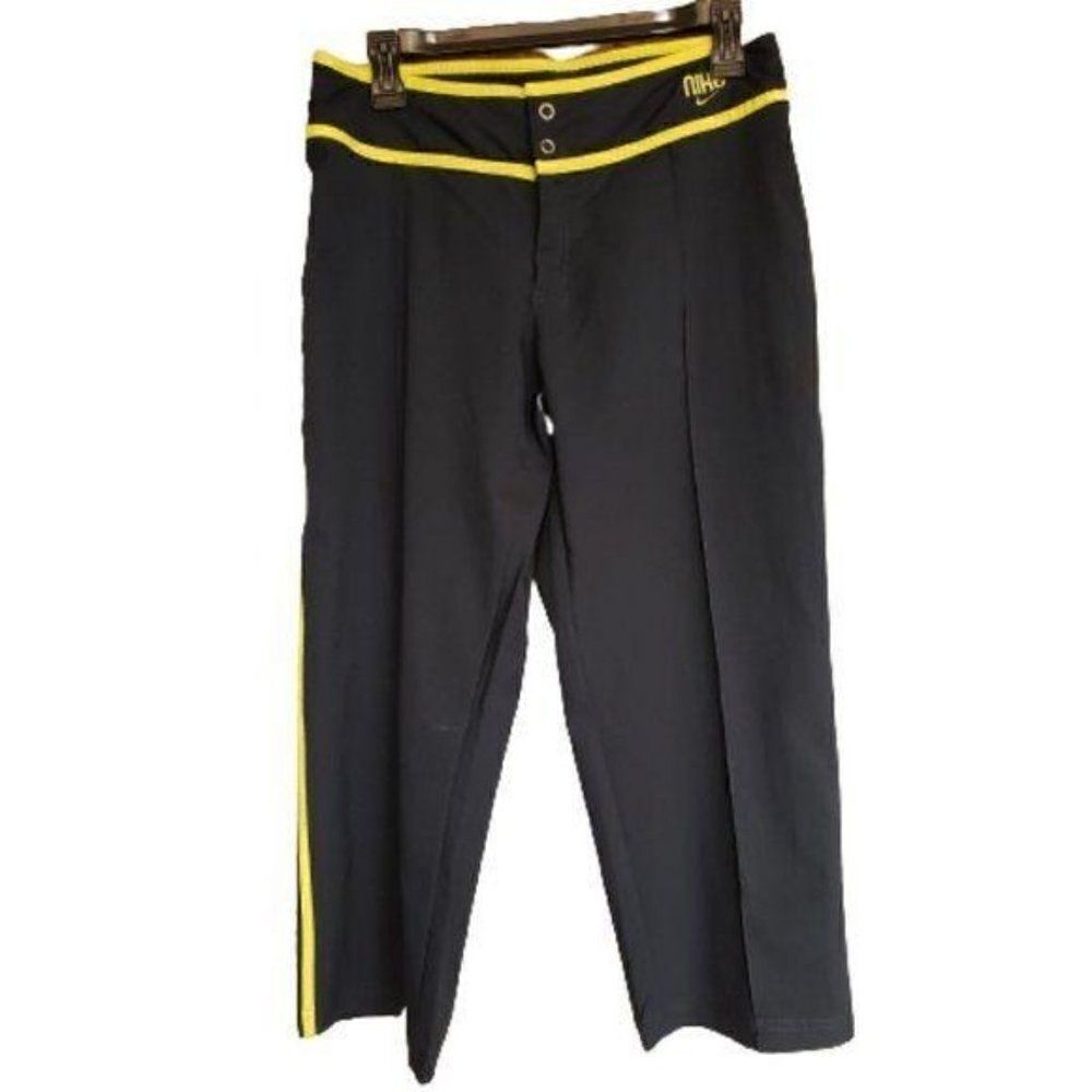 Nike Women's Golf Casual Capri Cropped Pants Navy Yellow Small NWOT